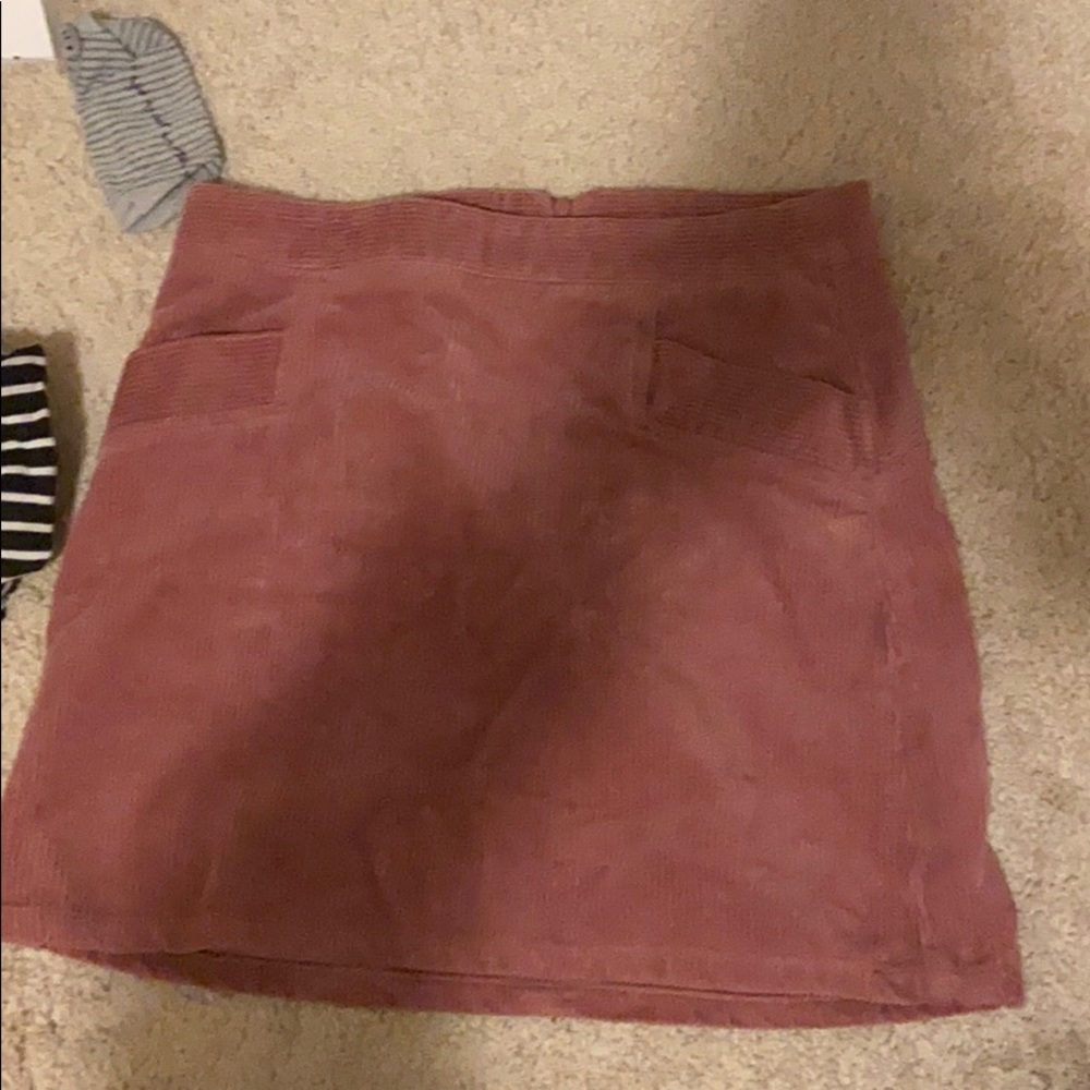 pink corduroy mini skirt
